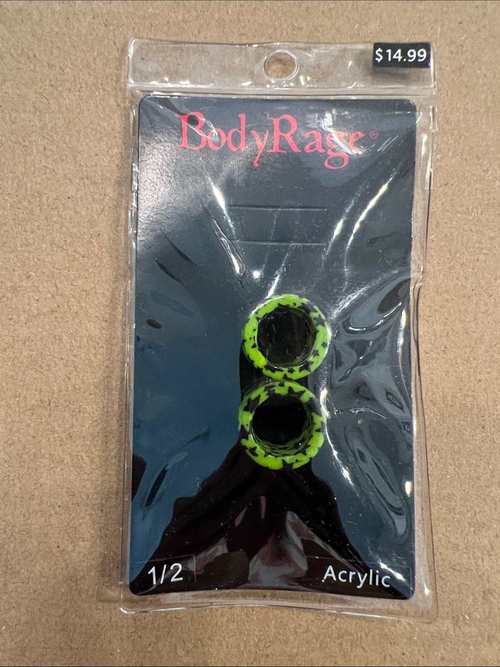 BodyRage Neon Green & Black Acrylic Ear Tunnels